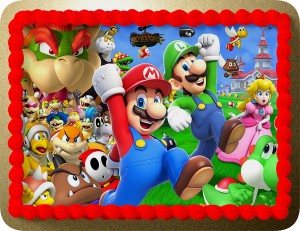 Opłatek Na Tort Mario Prostokątny + Gratis Tekst