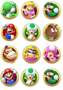 Opłatek na tort Muffinki Super Mario 12szt #1
