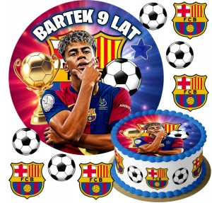 Zestaw Opłatek Na Tort Fc Barcelona Yamal + 8 postaci + tekst
